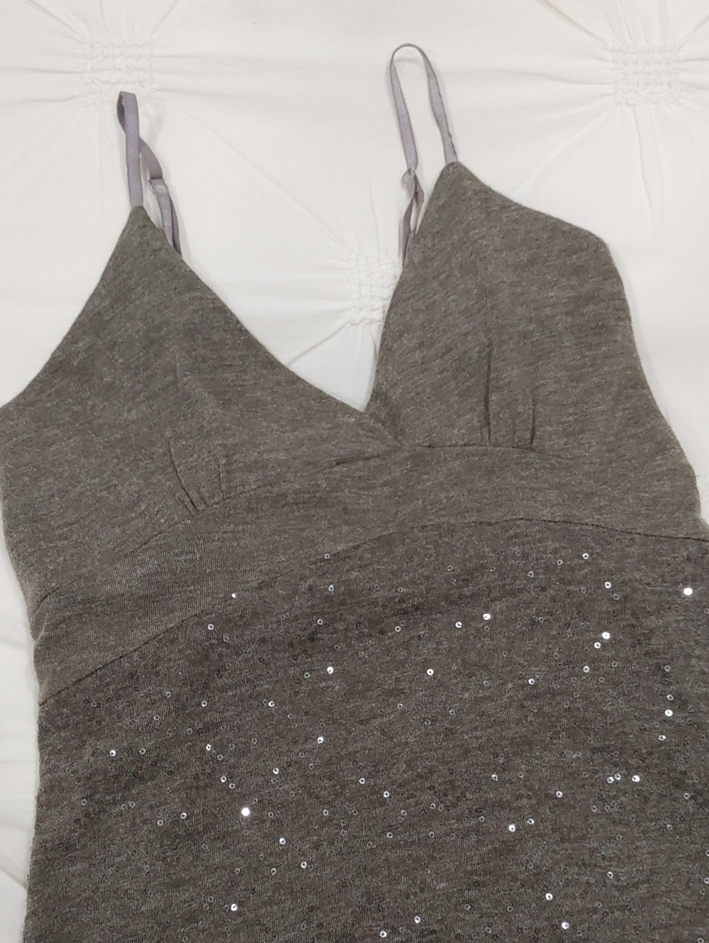 Y2k Sebrio Babydoll Sequin Taupe Mini Bubble Dress. Size L